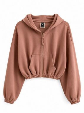 Windsor Off Duty Babe Luxe Zip-Up Crop Hoodie Sz L Athleisure Normcore Baddie
